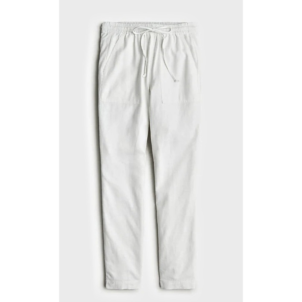 J.CREW seaside pants in Linen cotton blend Sz6 white drawstring pull on cropped